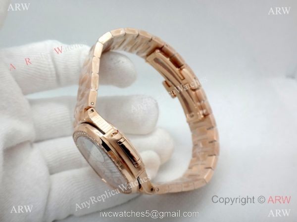 (PPF)Swiss Grade Patek Philippe 7118 Nautilus Rose Gold Diamond Watch Ladies 4