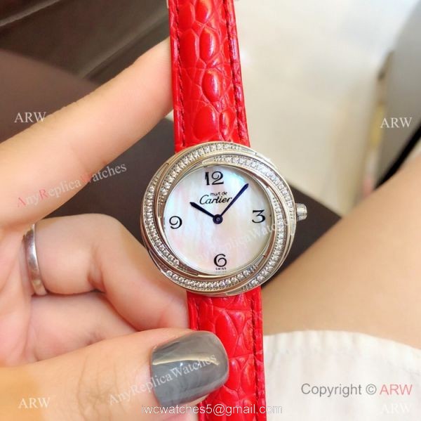 Perfect Replica Cartier Rose Gold White MOP Dial Watches For Sale 4
