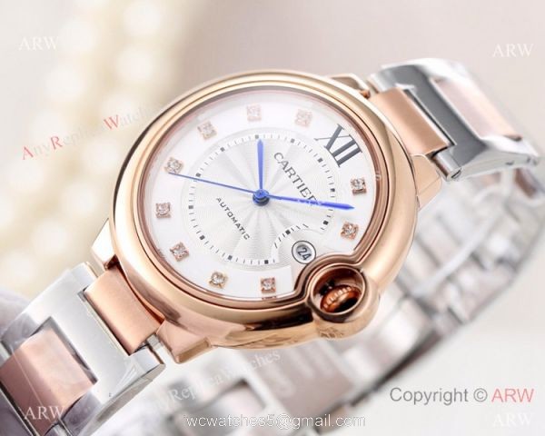 Clone Cartier Ballon Bleu Rose Gold Automatic Watches 42mm or 33mm 4
