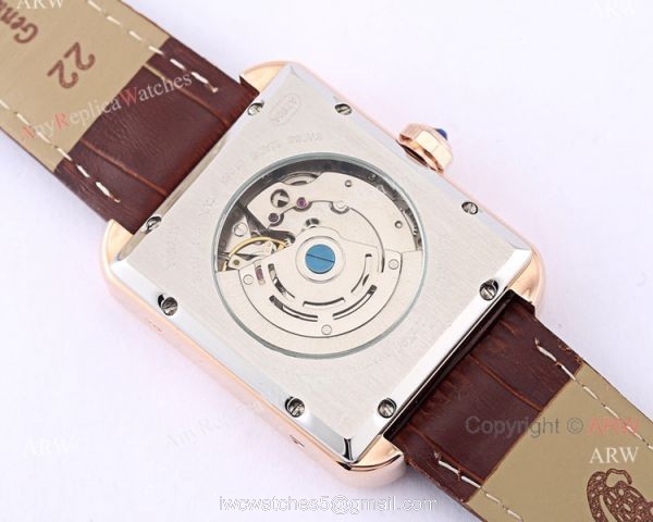 Cartier Tank Solo Moonphase Copy Watch White Dial Black Leather Strap 4