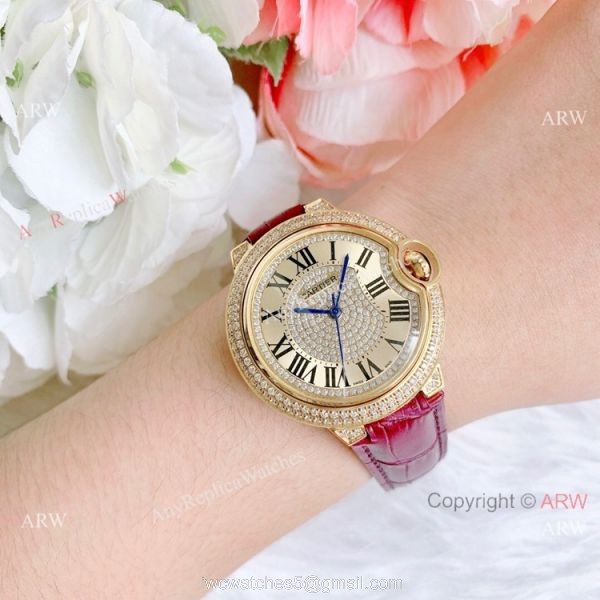 Best Quality Copy Cartier Ballon Bleu De Quartz Watch Yellow Gold Diamond 4