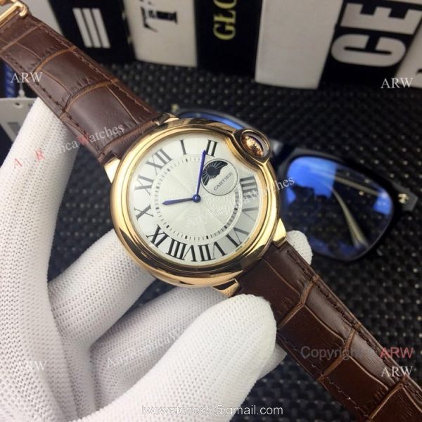 Clone Cartier Ballon Bleu AUTOMATIC Watches Rose Gold Moonphase Face 4