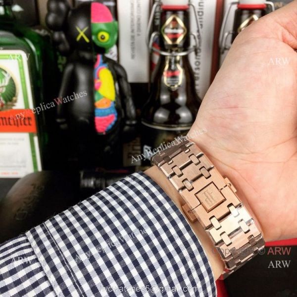 Audemars Piguet Royal Oak Skeleton Replica Watch Rose Gold Case 4