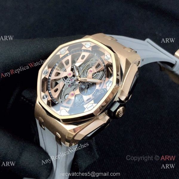 New Copy Audemars Piguet Royal Oak Offshore Limited Edition Watch Rose Gold Grey Face 4