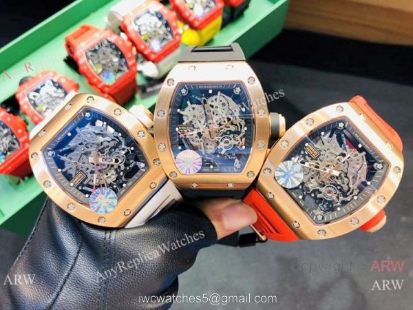 Copy Richard Mille RM035-Americas Watch SS Orange Rubber Band 4