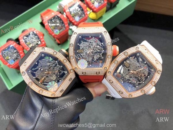 Replica Richard Mille RM035-Americas Rose Gold Diamond Watches 4