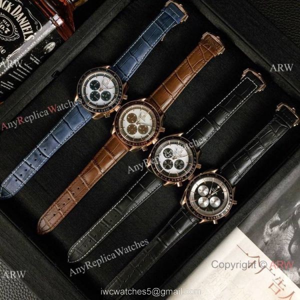 High Quality Omega Clone Watch Omega Speedmaster Chrono Rose Gold Brown Watch 4