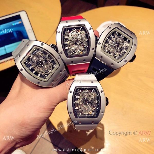 Richard Mille Knock off RM 17-01 Watches Black Case White Rubber Strap 4