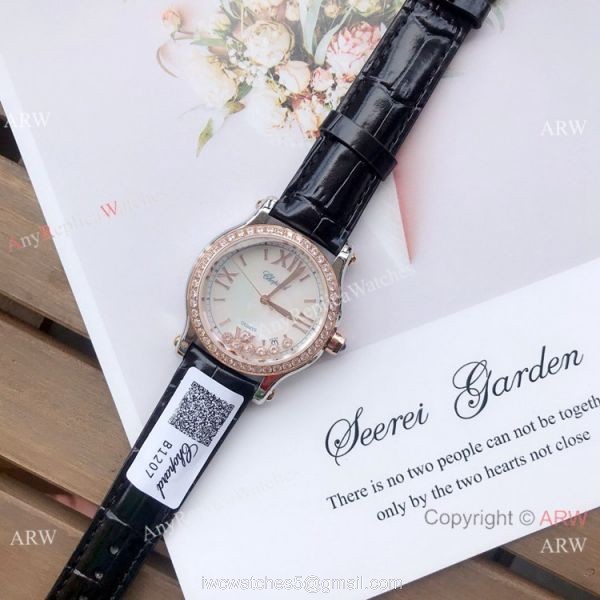 Copy Chopard Happy Sport 36mm Watch SS Diamond White MOP Dial 4