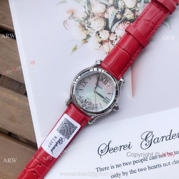 Replica Chopard Happy Sport 36mm Watches 2-Tone Rose Gold White Dial 4