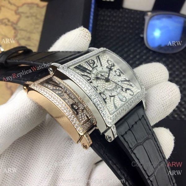 Replica Franck Muller Master Square Automatic Watch Rose Gold Diamond Arabic Dial 4