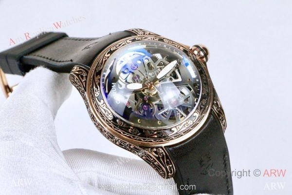 Corum Bubble Squelette &8216;Tattoo Rose Gold Watch Replica Corum Watches 4