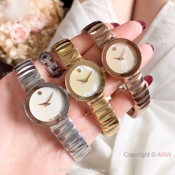 Low Price Copy Movado Stainless Steel White MOP Dial Watch Lady Quartz 4