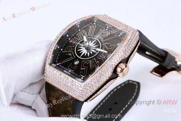 Copy Franck Muller Vanguard Yachting Watch Rose Gold Gray Face 4