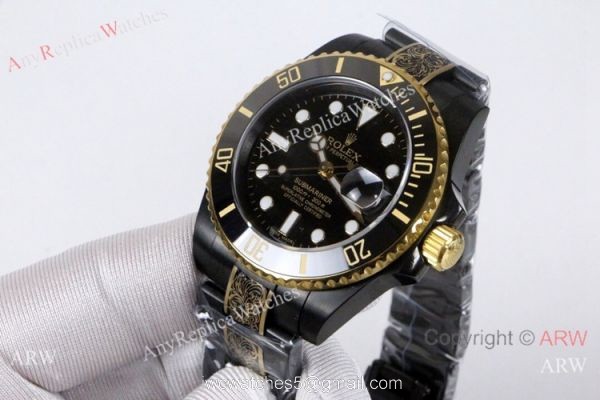 High Quality Rolex Submariner Black Face Two Tone Tattoo Watch 40mm 4