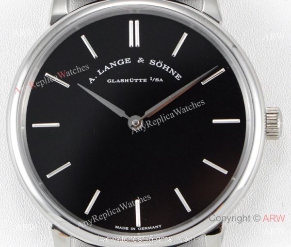 Swiss Grade A.Lange Sohne Saxonia Thin 2892 SS Black Dial Watch Super clone 4