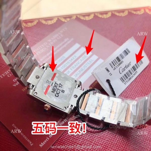 Copy Cartier Tank CC708177 Two Tone Rose Gold 25mm watch for Sale 4