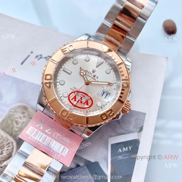 New Rolex Yachtmaster Rose Gold Replica Watch Silver Dial 4