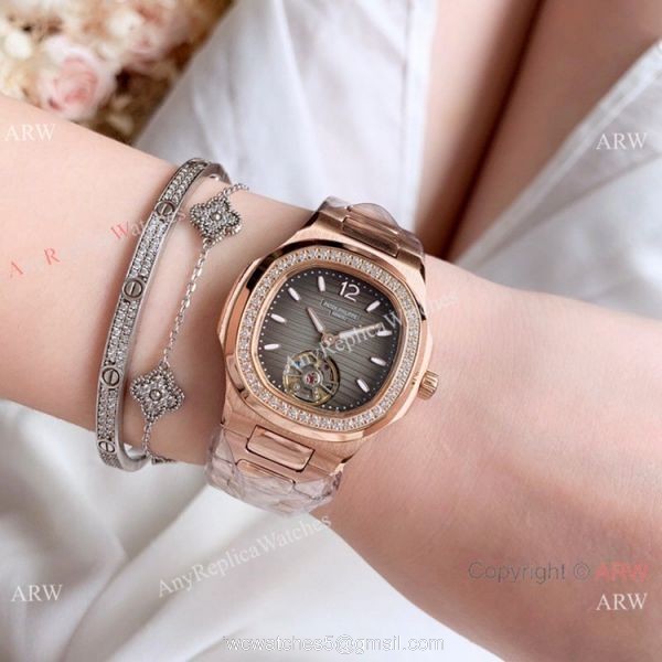 Patek Philippe Nautilus Womens Rose Gold Tourbillon Knock off Watches China 4