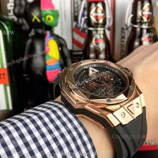 New Hublot Big Bang SANG BLEU II Watches Rose Gold Black Bezel 4