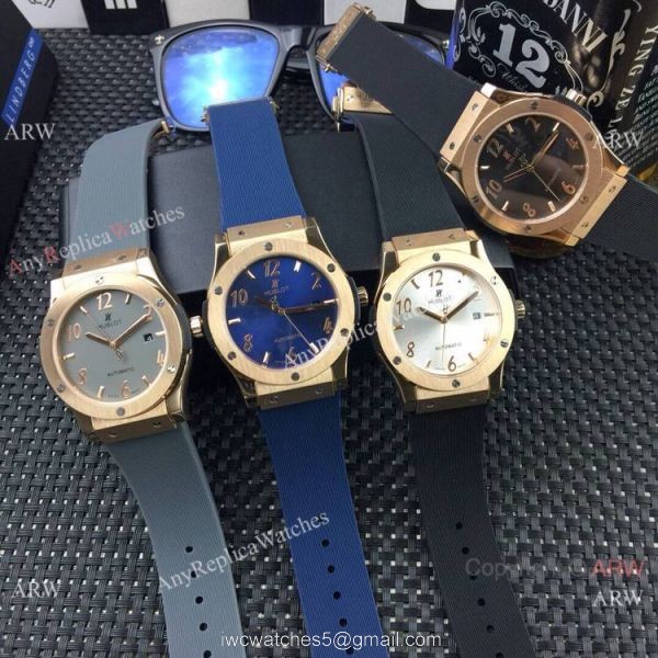 Replica Hublot Classic Fusion 43mm Watches Silver Dial Rose Gold 4