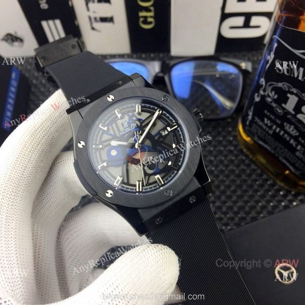 Hublot Classic Fusion Skeleton Copy Watches All Black 4