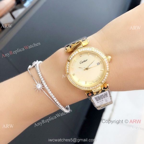 Replica Cartier Pasha de 35mm Lady watch Leopard Strap 4