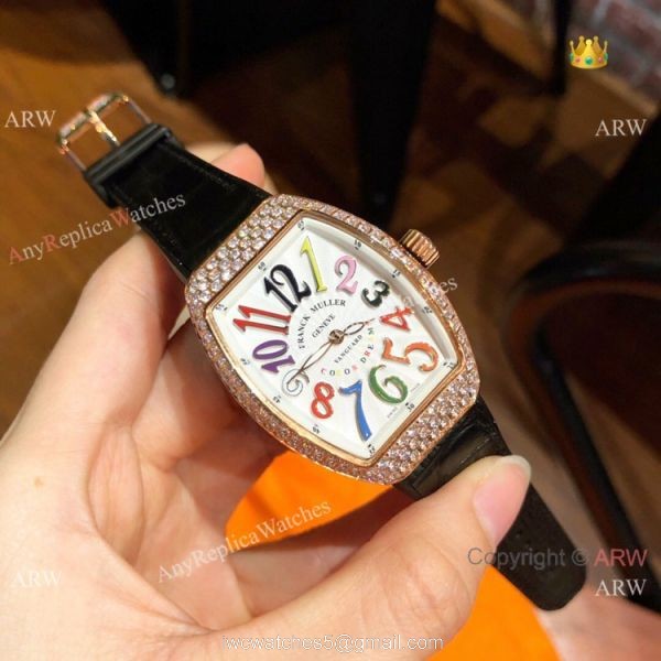 Replica Franck Muller Vanguard Women Watches Rose Gold Diamond Swiss Quartz 4