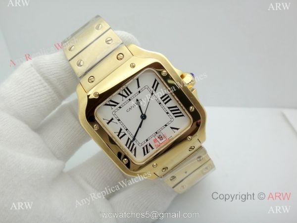 New Replica Cartier Santos de All Gold Watch 39mm or 35mm 4