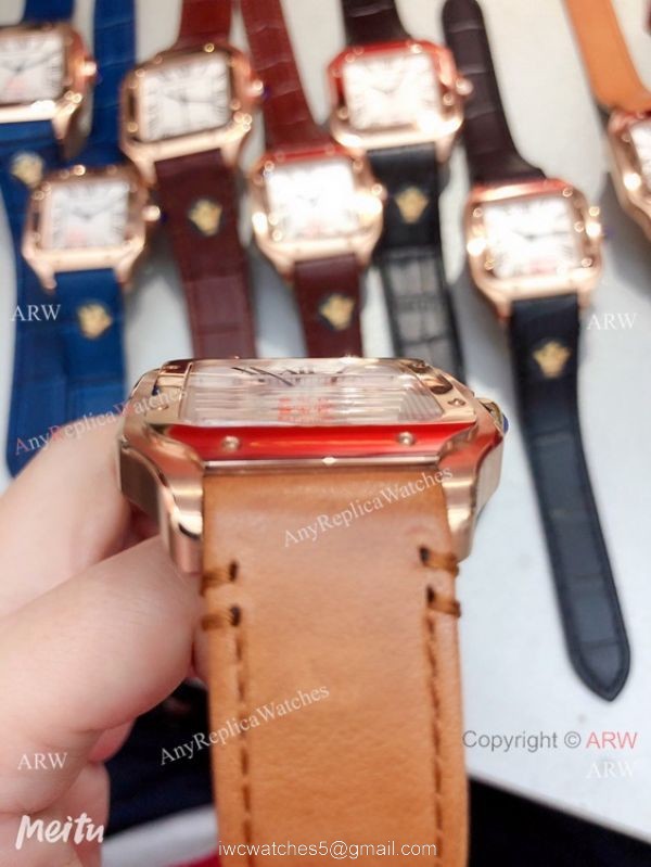 Clone Cartier Santos de Rose Gold Quartz Watch Japan Grade 4