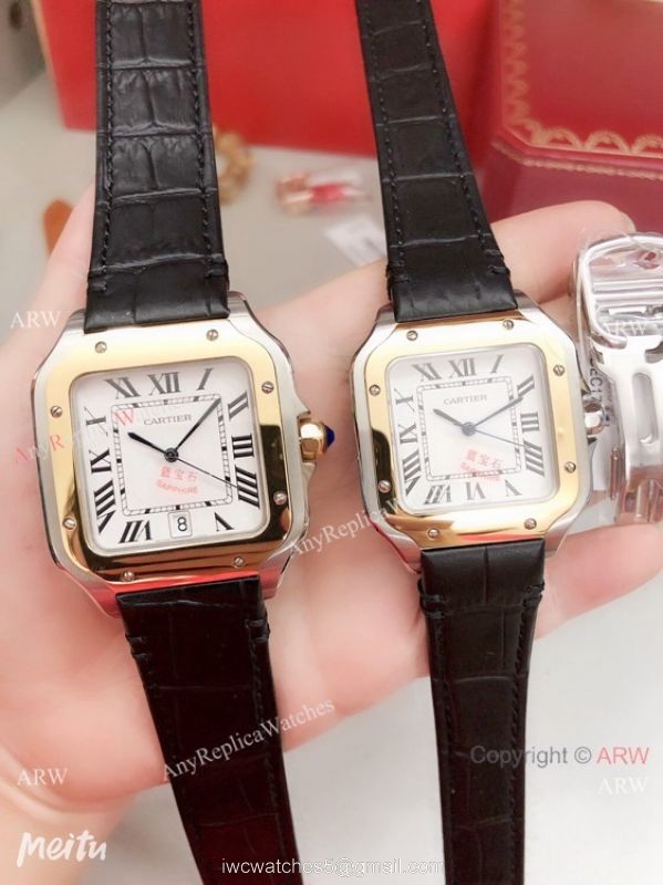 2019 Replica Cartier Santos de Lovers Watch Blue Leather Strap 4