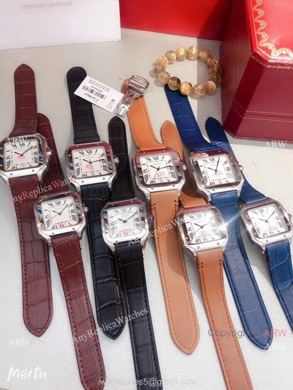 Buy Replica Cartier Santos de SS White Roman Dial Watch Quartz 4