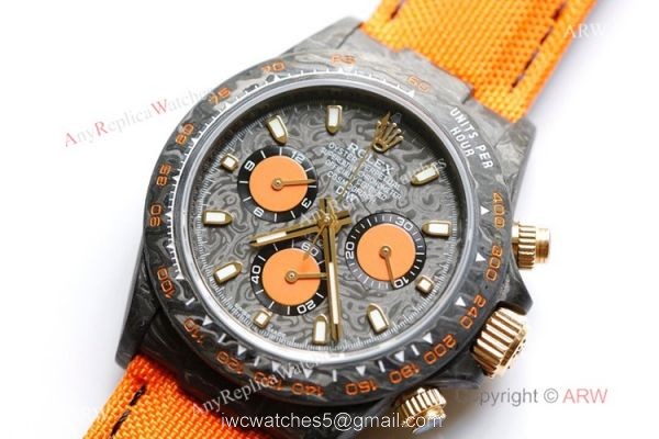 1:1 Best Edition Rolex Daytona Carbon Fiber Orange Rubber Strap Watch 7750 Movement 4