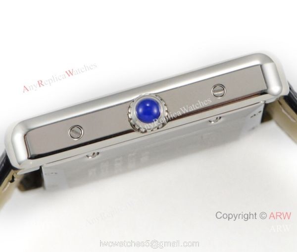 (ER) Grade 1A SwissTank Solo Cartier Watch Copy SS Black Roman Face 4