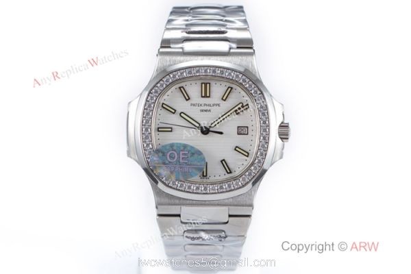 OE Factory Best Replica Patek Philippe 5711 G Nautilus SS Diamond Watches 4