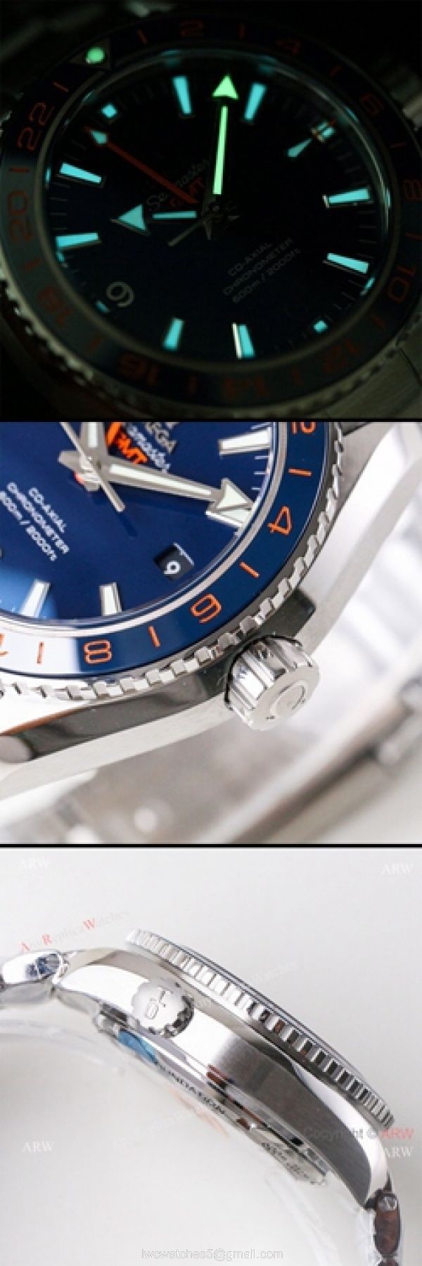 (VS)1:1 Best Omega Seamaster Super Clone watch Planet Ocean GMT Blue Dial Stainless Steel 4