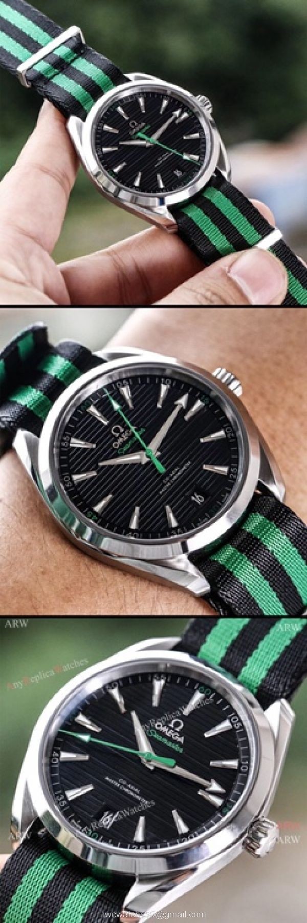 VS Factory Omega Seamaster Aqua Terra Master 150m Replica Watch Black Dial Nato Strap 4