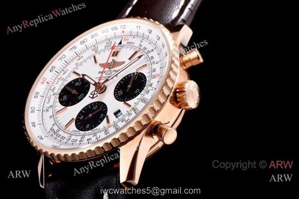 JF Factory Breitling Navitimer 01 Watch Rose Gold White Dial 4