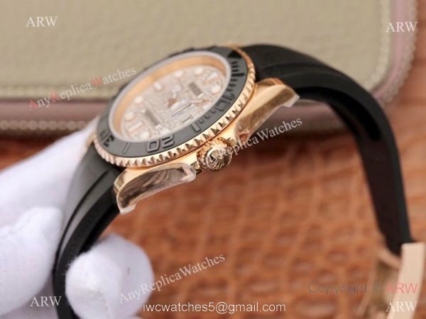 Swiss Grade Rolex Rose Gold Yachtmaster Replica Watch Diamond Face 4