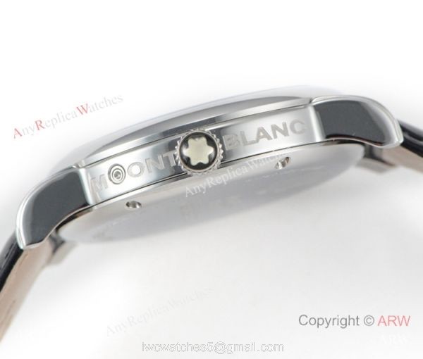 VF Swiss Fake Montblanc Star Legacy Moon SS White Face Watch Mont Blanc Knock off 4