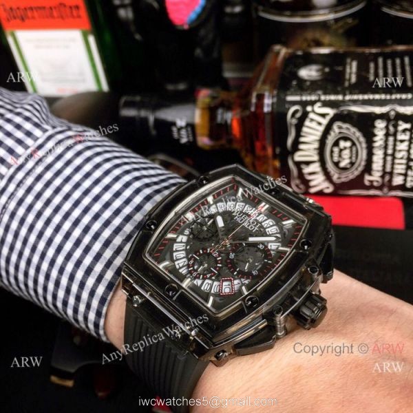 Fake Hublot Geneve Big Bang Black Unico Sapphire VK Chronograph Watch 4
