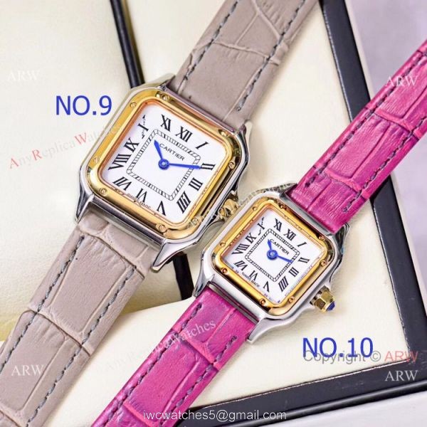 Copy Cartier Panthere Yellow Gold White Roman Dial Watch Quartz 4