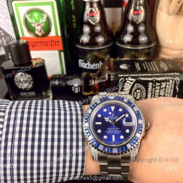 Rolex Rainbow Fake Watch Rolex Submariner Yellow Gold 40mm 4