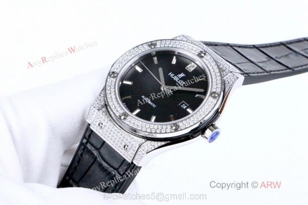 2019 Replica Hublot Classic Fusion Iced Out Diamond Watch 43mm 4