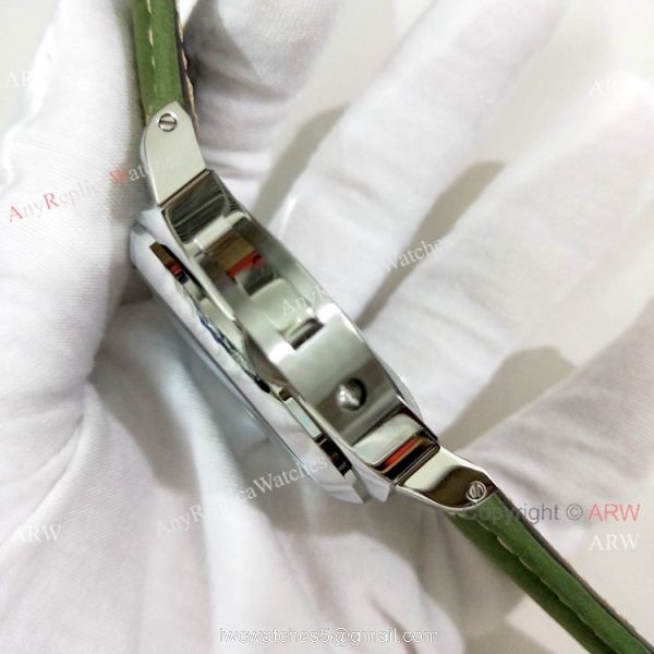 Luminor Marina Panerai Pam111 Copy Watch Green Face Leather Strap 4
