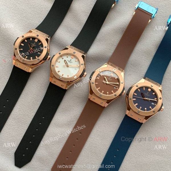 Copy Hublot Classic Fusion Lady Quartz Watch Rose Gold Brown Face 4