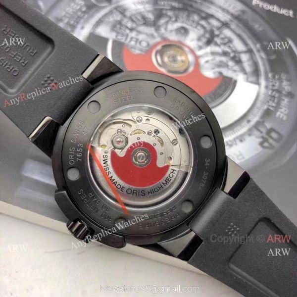 Swiss Fake Oris Aquis 43mm Watch Black and Yellow 4