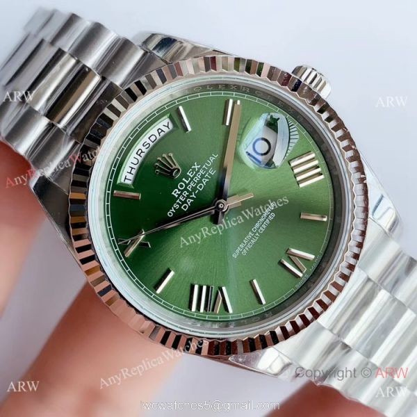 NEW Upgraded Rolex Day-Date II 41 SS Green Dial New President Band Watch V3 4