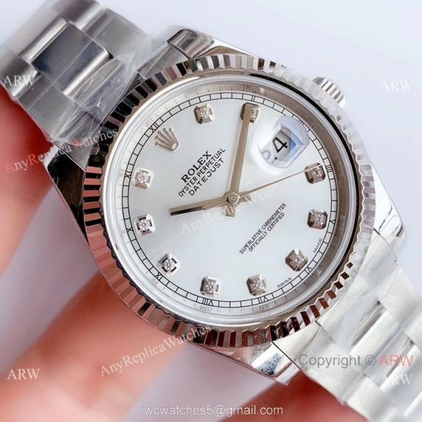 NEW Upgraded Swiss 3235 V3 Copy Rolex oyster Datejust II Silver Diamond Dial Watch 4