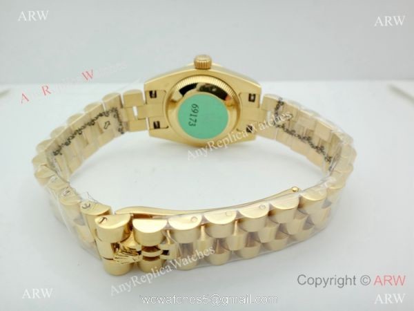 Copy Rolex Datejust Gold White Face Presidential Watch 26mm for Lady 4